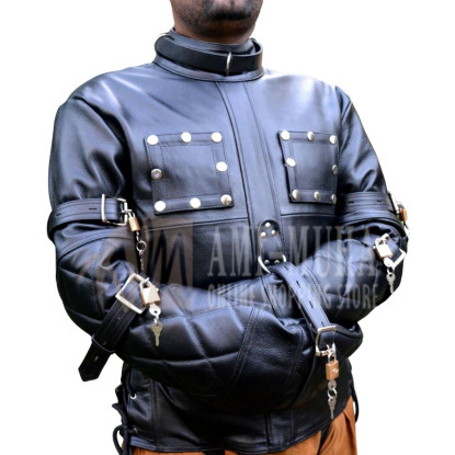 Locking Buckles Strait Jacket – Premium Leather Bondage Restraint | ami-muha